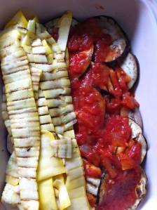 Grilled vegetables, tomato sauce